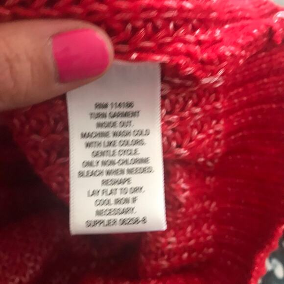 Liz Claiborne Women's Red Cable Cowl Neck Pullover Sweater XL - Picture 8 of 8